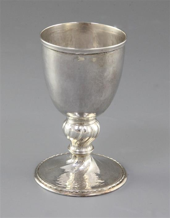 A George V Arts & Crafts silver goblet, by Omar Ramsden, Height 120 Weight 3.3oz/103grms
